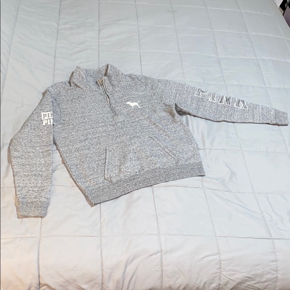 Victoria’s Secret PINK Grey 1/4 Zip Hoodie NWOT M